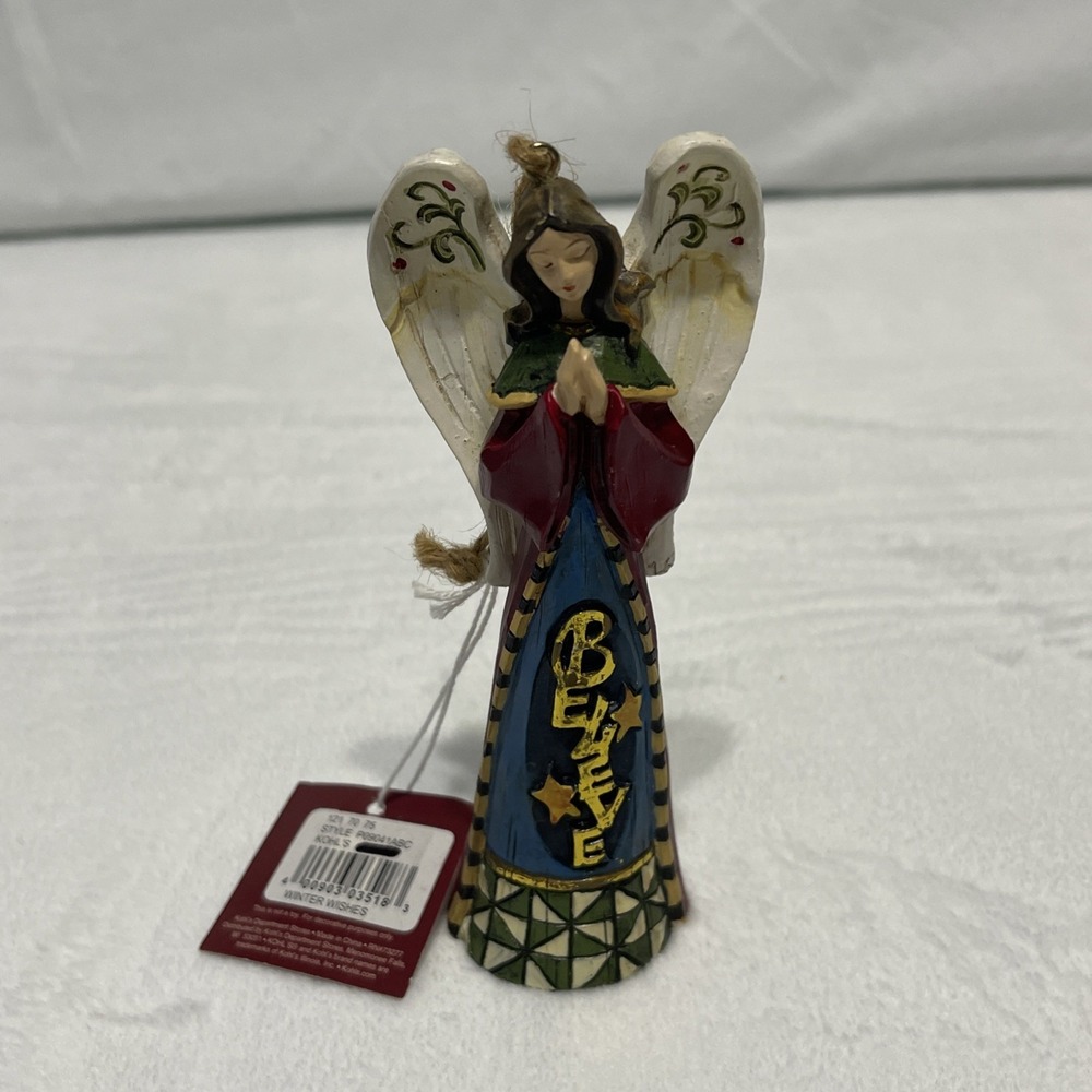 St. Nicholas Square Winter Wishes Believe Praying Angel Figurine Statue Ornament